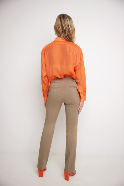 Stretch bootcut pants with tummy control and pockets