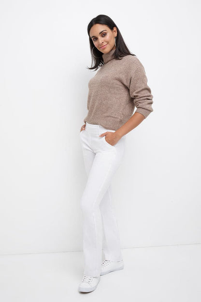 Stretch bootcut pants with tummy control and pockets