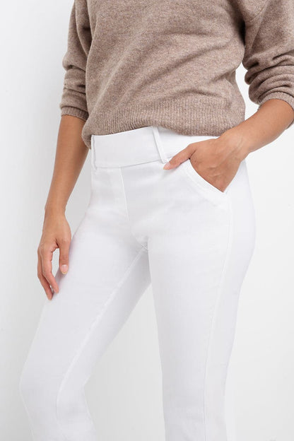 Stretch bootcut pants with tummy control and pockets