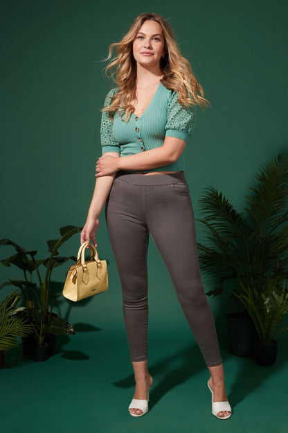 Skinny Pull-On Colored Jeans with Pockets