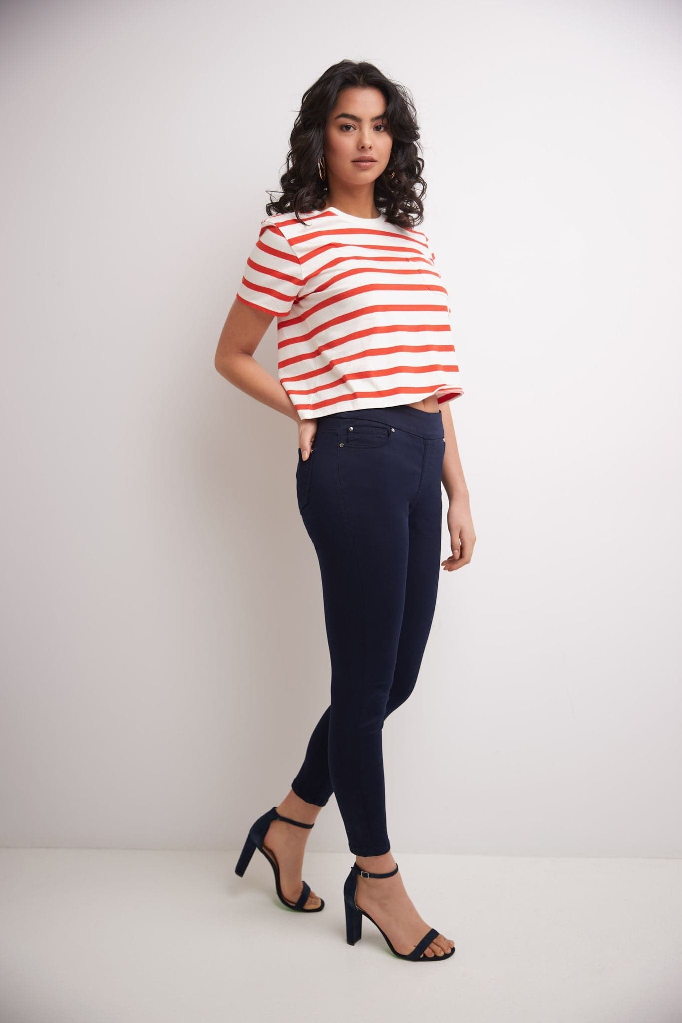 Skinny Pull-On Colored Jeans with Pockets