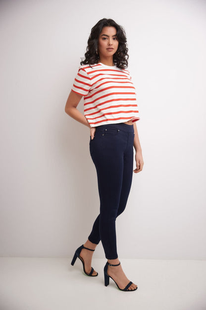 Skinny Pull-On Colored Jeans with Pockets