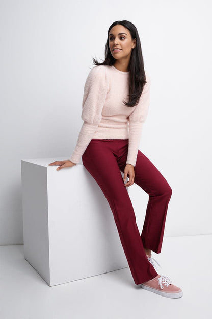 Pull-on bootcut work pants