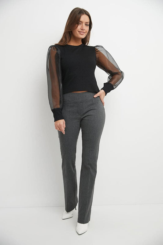 Pull-on bootcut work pants