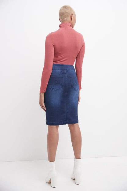 Pull-on Denim Skirt with 5 Pockets