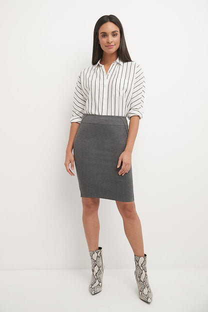 Midi Pencil Skirt with Pull-on Style Design