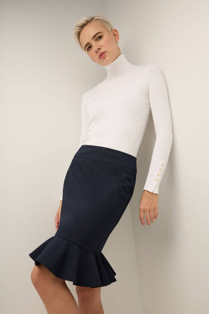 Rekucci Women's Desk to Dinner Straight Skirt with Ruffle