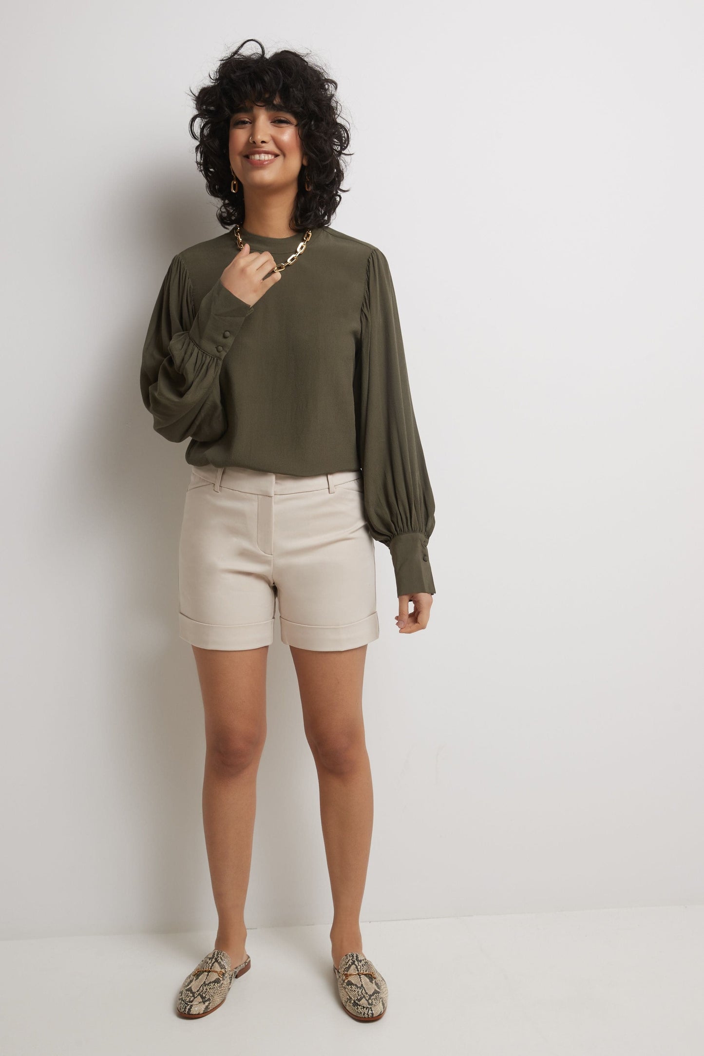 Rekucci Women's Stretch Cotton Blend Cuffed Perfect Chino Short