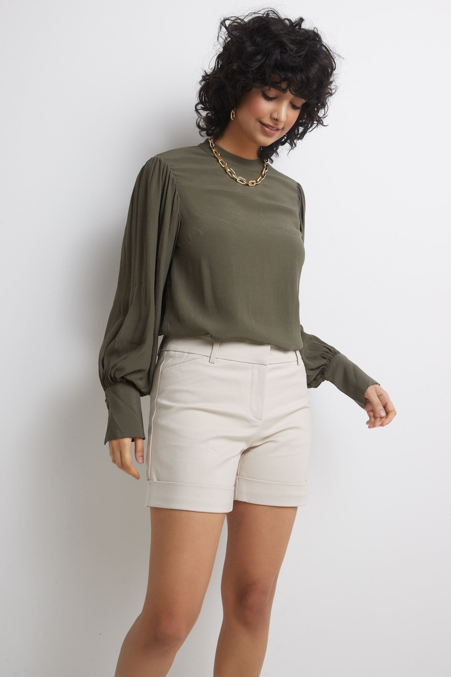 Rekucci Women's Stretch Cotton Blend Cuffed Perfect Chino Short