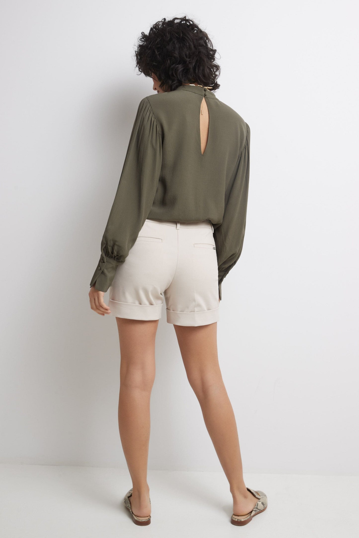 Rekucci Women's Stretch Cotton Blend Cuffed Perfect Chino Short