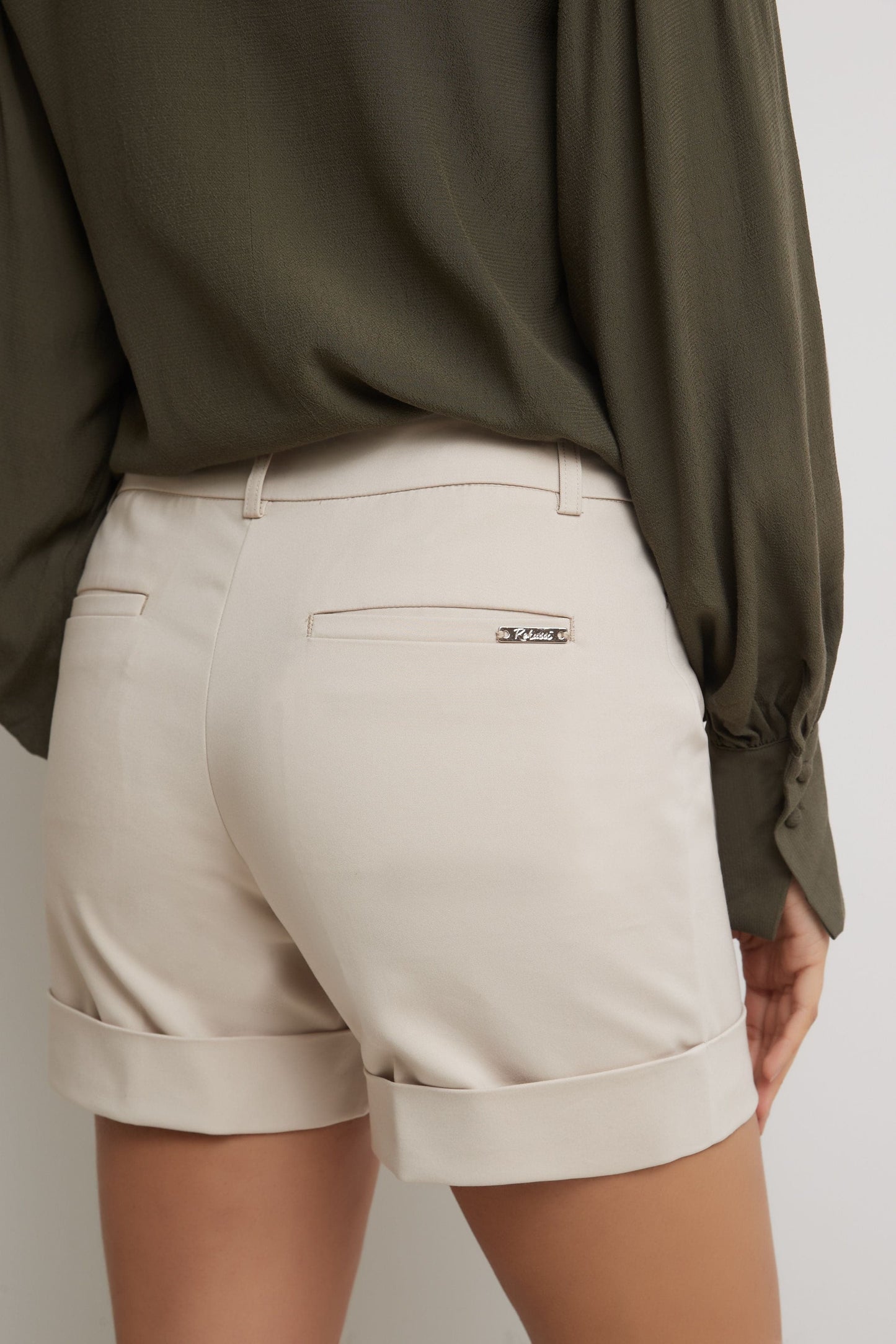 Rekucci Women's Stretch Cotton Blend Cuffed Perfect Chino Short