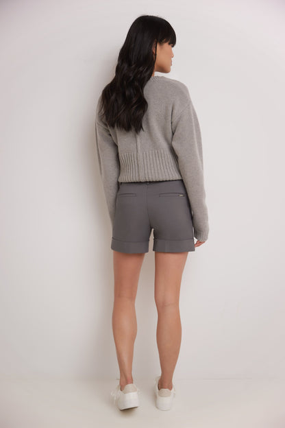 Rekucci Women's Stretch Cotton Blend Cuffed Perfect Chino Short