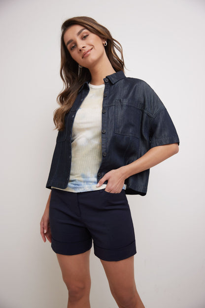 Rekucci Women's Stretch Cotton Blend Cuffed Perfect Chino Short