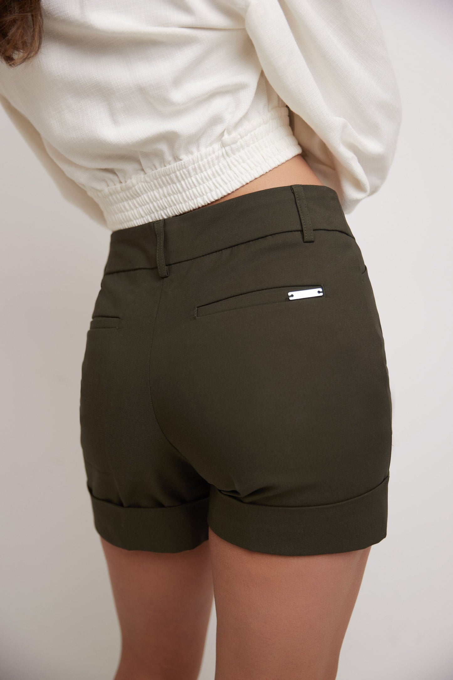 Rekucci Women's Stretch Cotton Blend Cuffed Perfect Chino Short