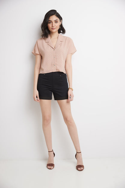 Rekucci Women's 5 inch Pull-On Jean Short with Slim Cuff