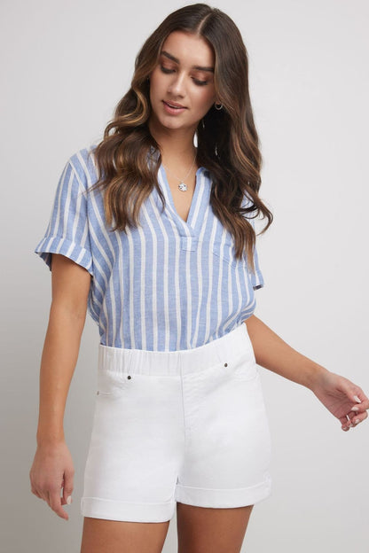 Rekucci Women's 5 inch Pull-On Jean Short with Slim Cuff