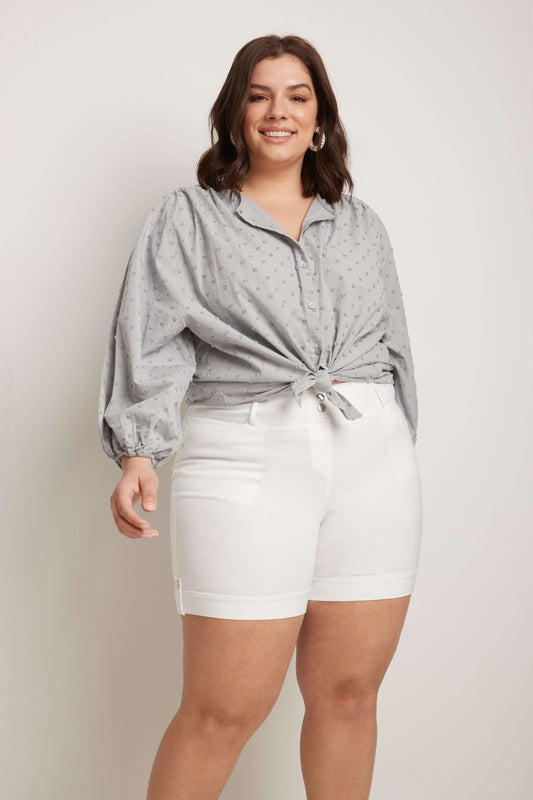 Curvy Plus Size 6” Shorts with Slimming Cuff