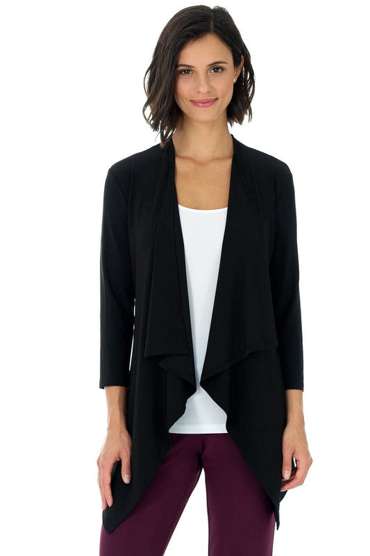 Travel Collection Open-front Cardigan with 3/4 Sleeve