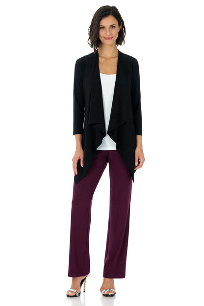 Travel Collection Open-front Cardigan with 3/4 Sleeve