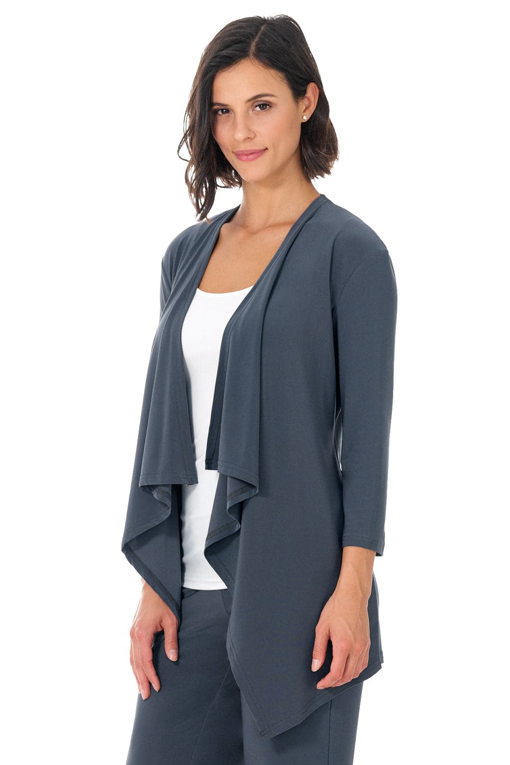 Travel Collection Open-front Cardigan with 3/4 Sleeve