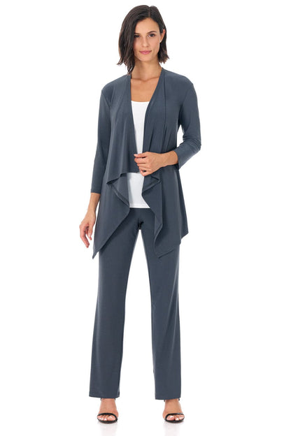 Travel Collection Open-front Cardigan with 3/4 Sleeve