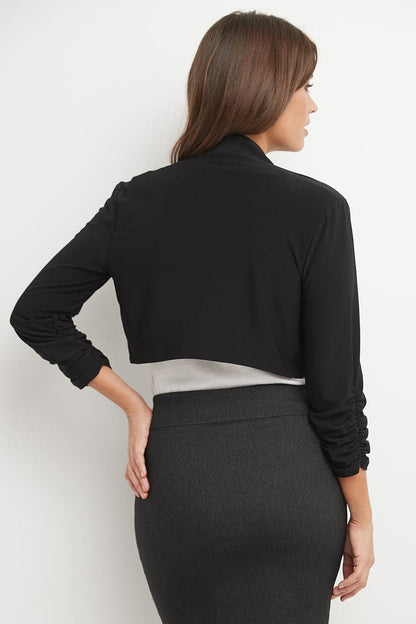 Wrinkle Resistant Bolero Shrug with Ruched Sleeves