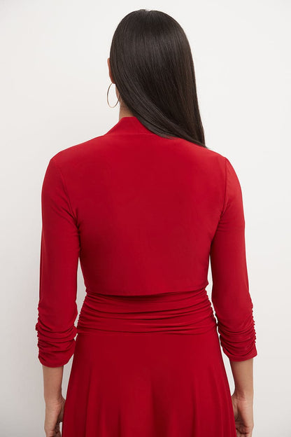 Wrinkle Resistant Bolero Shrug with Ruched Sleeves