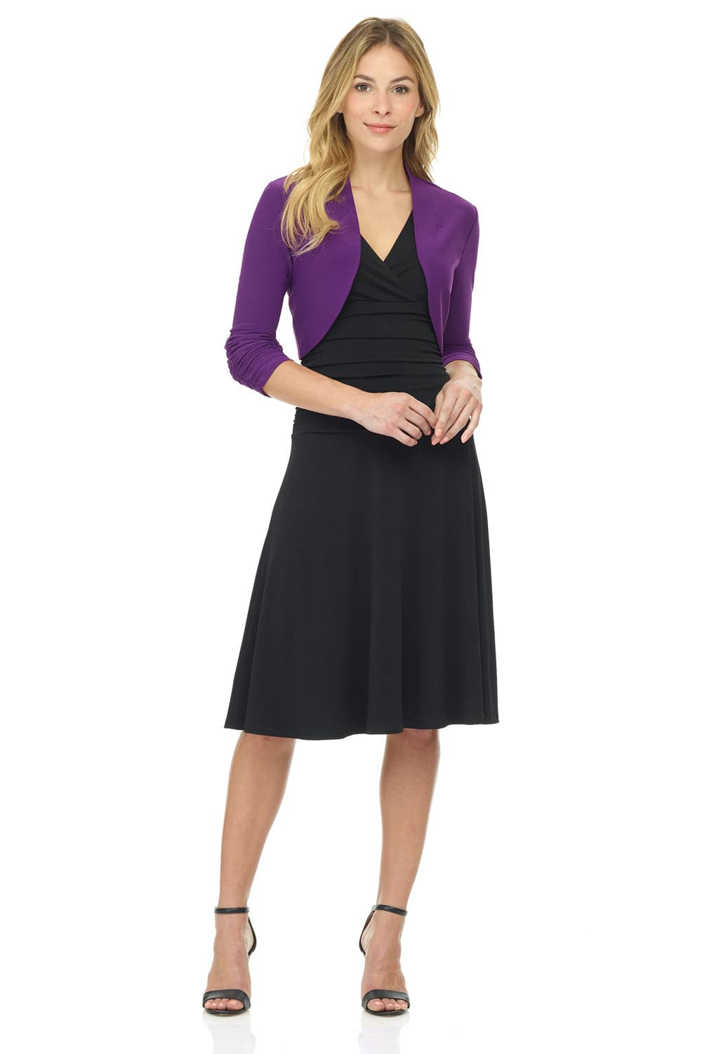 Wrinkle Resistant Bolero Shrug with Ruched Sleeves