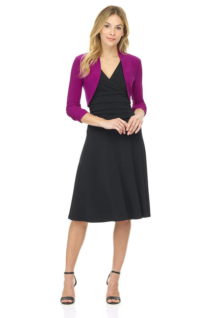 Wrinkle Resistant Bolero Shrug with Ruched Sleeves