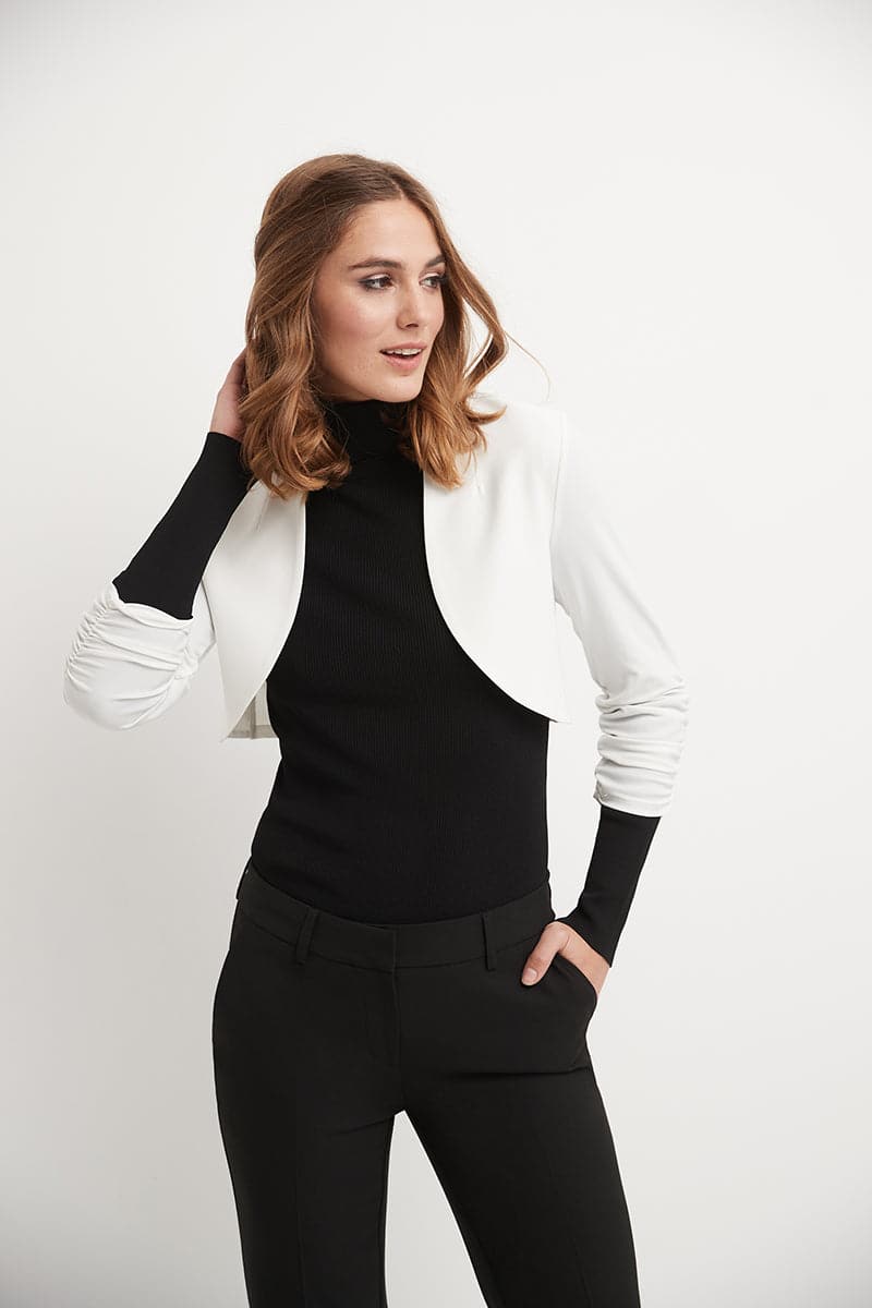 Wrinkle Resistant Bolero Shrug with Ruched Sleeves