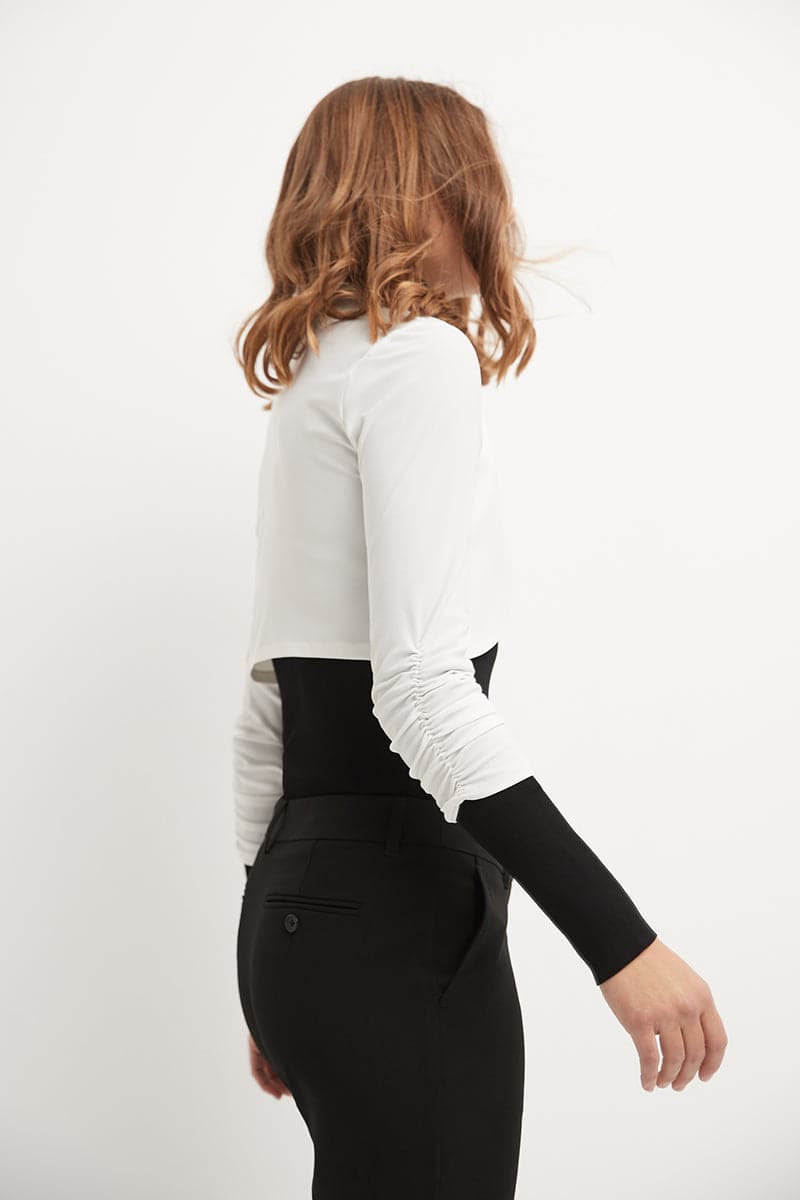 Wrinkle Resistant Bolero Shrug with Ruched Sleeves