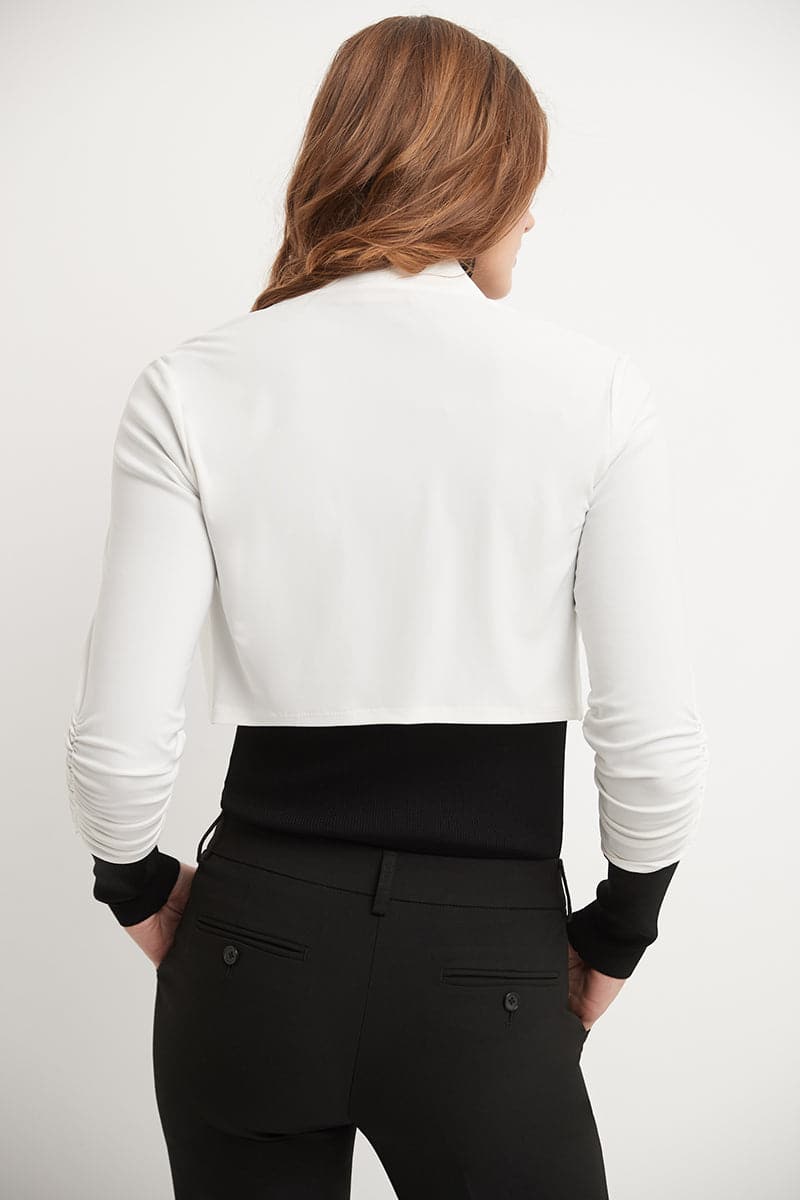 Wrinkle Resistant Bolero Shrug with Ruched Sleeves