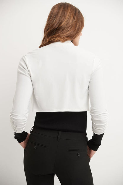 Wrinkle Resistant Bolero Shrug with Ruched Sleeves