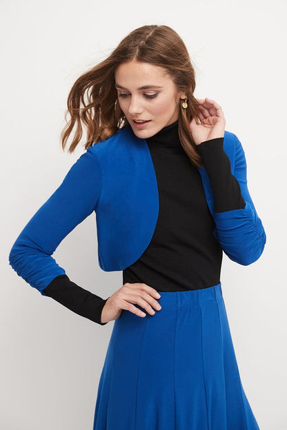 Wrinkle Resistant Bolero Shrug with Ruched Sleeves