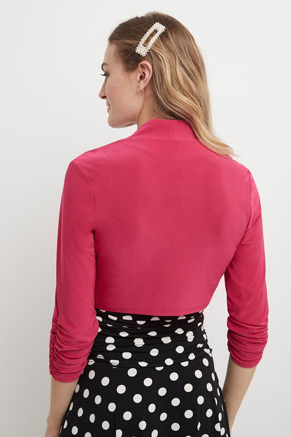 Wrinkle Resistant Bolero Shrug with Ruched Sleeves