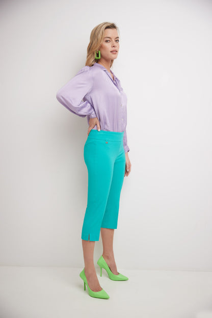 Secret Pocket Capris with Wide Waistband