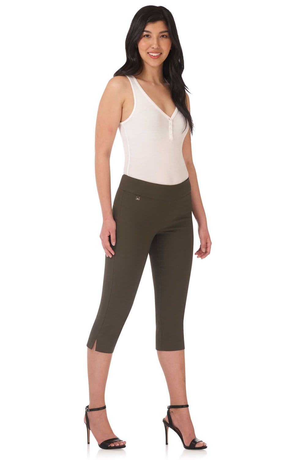 Secret Pocket Capris with Wide Waistband