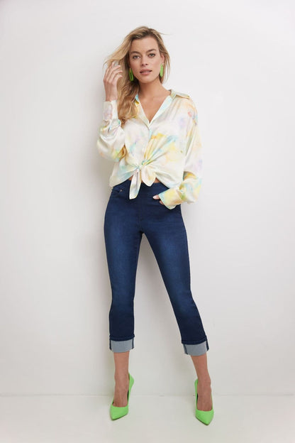 Rekucci Women's Pull-On Skinny Fit Jean Cropped Pant with Cuff