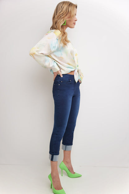 Rekucci Women's Pull-On Skinny Fit Jean Cropped Pant with Cuff