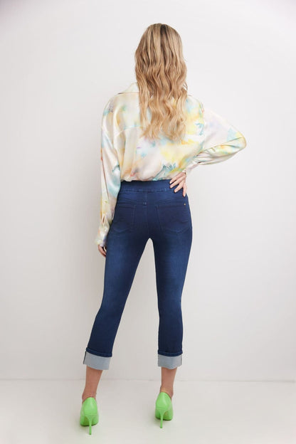 Rekucci Women's Pull-On Skinny Fit Jean Cropped Pant with Cuff