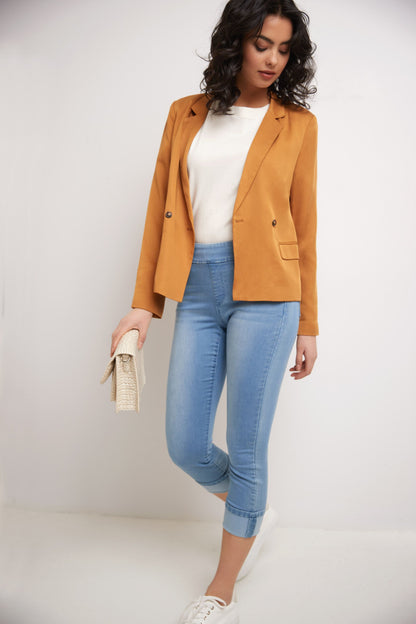 Rekucci Women's Pull-On Skinny Fit Jean Cropped Pant with Cuff