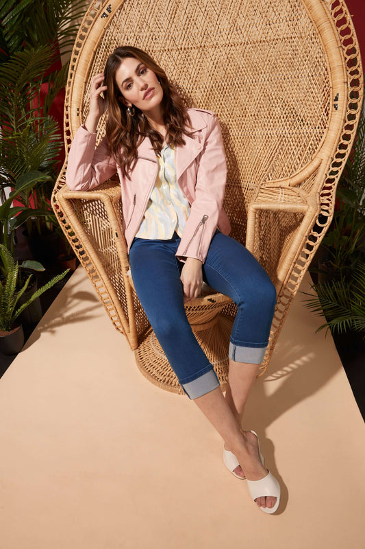 Rekucci Women's Pull-On Skinny Fit Jean Cropped Pant with Cuff