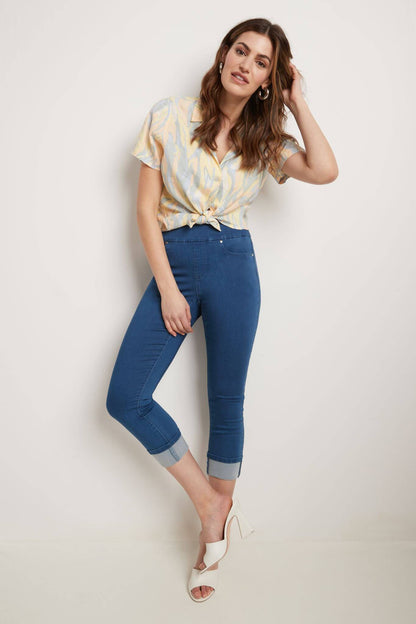 Rekucci Women's Pull-On Skinny Fit Jean Cropped Pant with Cuff