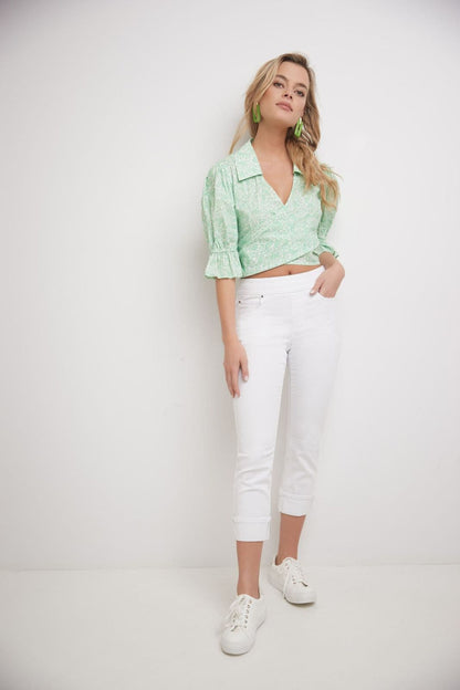 Rekucci Women's Pull-On Skinny Fit Jean Cropped Pant with Cuff