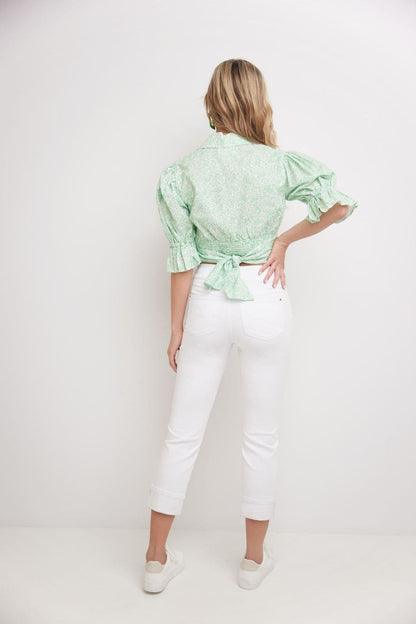 Rekucci Women's Pull-On Skinny Fit Jean Cropped Pant with Cuff