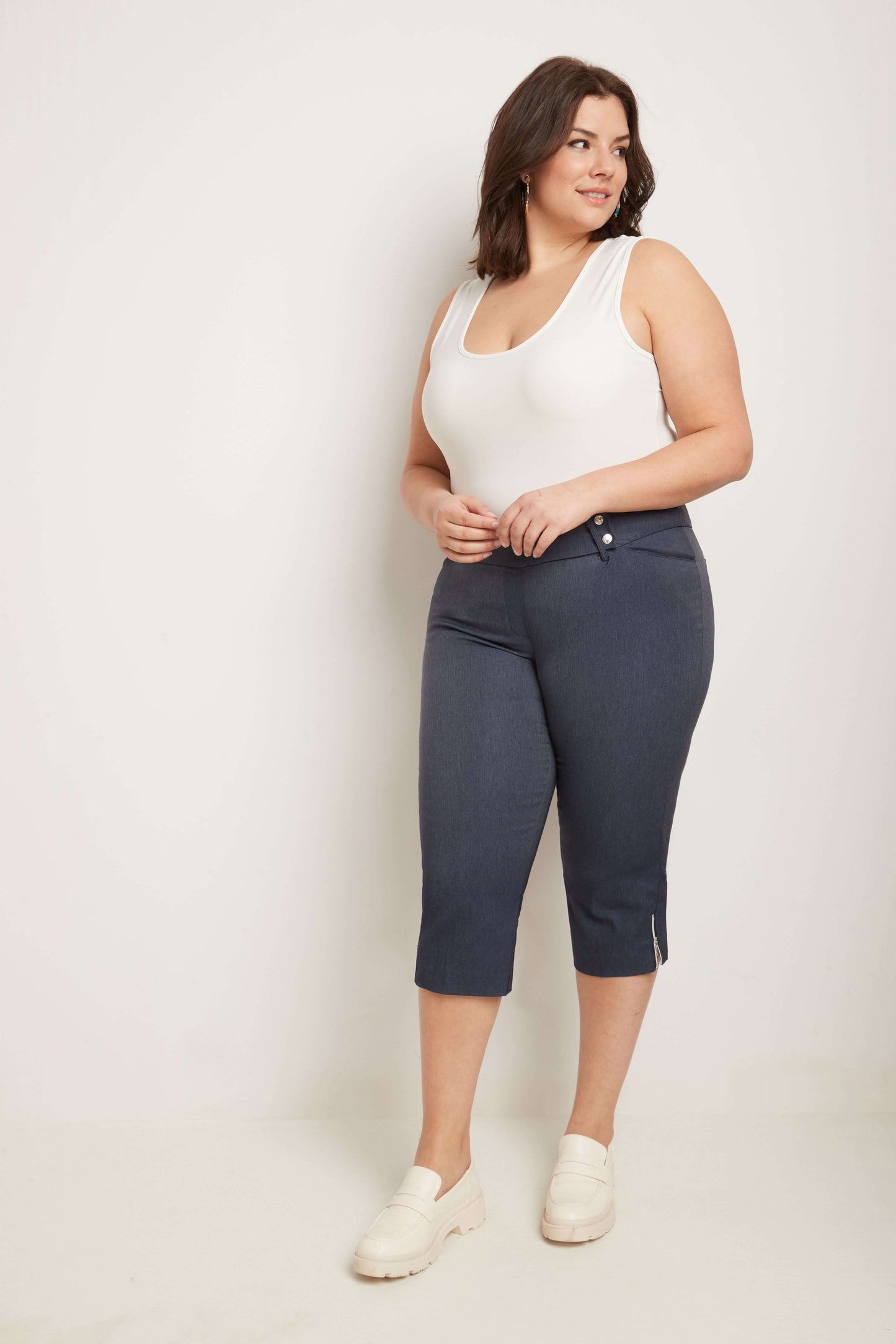 Curvy Chic Capris with Zipper Detail at the Hem