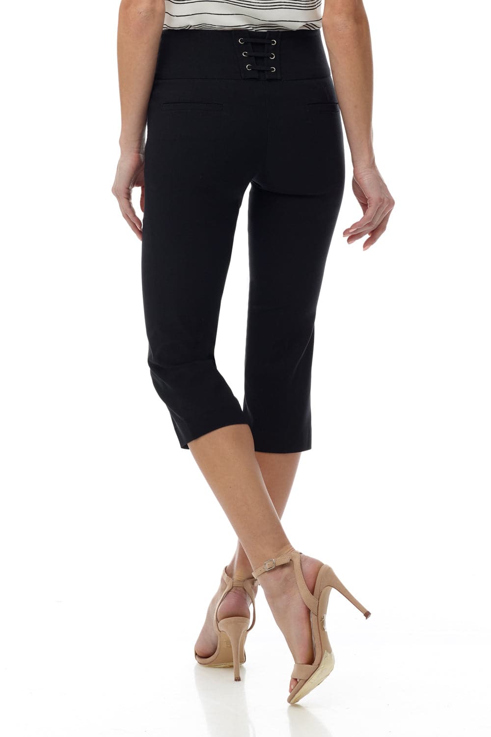 Slimming Capris with Wide Waist and Back Lacing