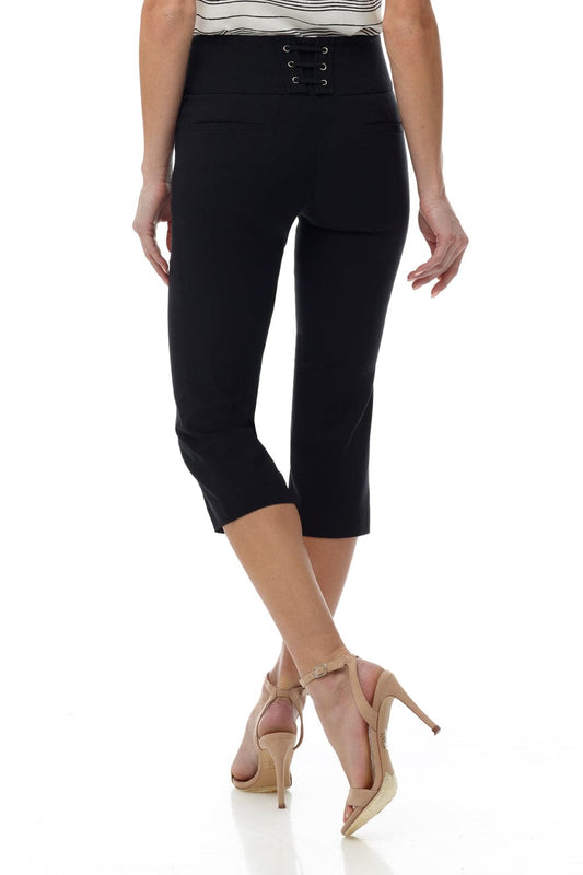 Slimming Capris with Wide Waist and Back Lacing
