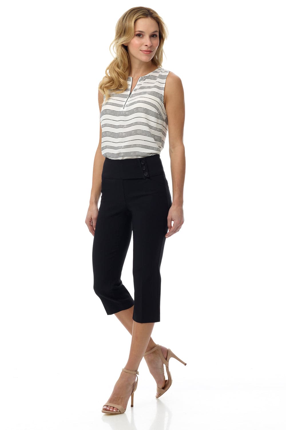Slimming Capris with Wide Waist and Back Lacing