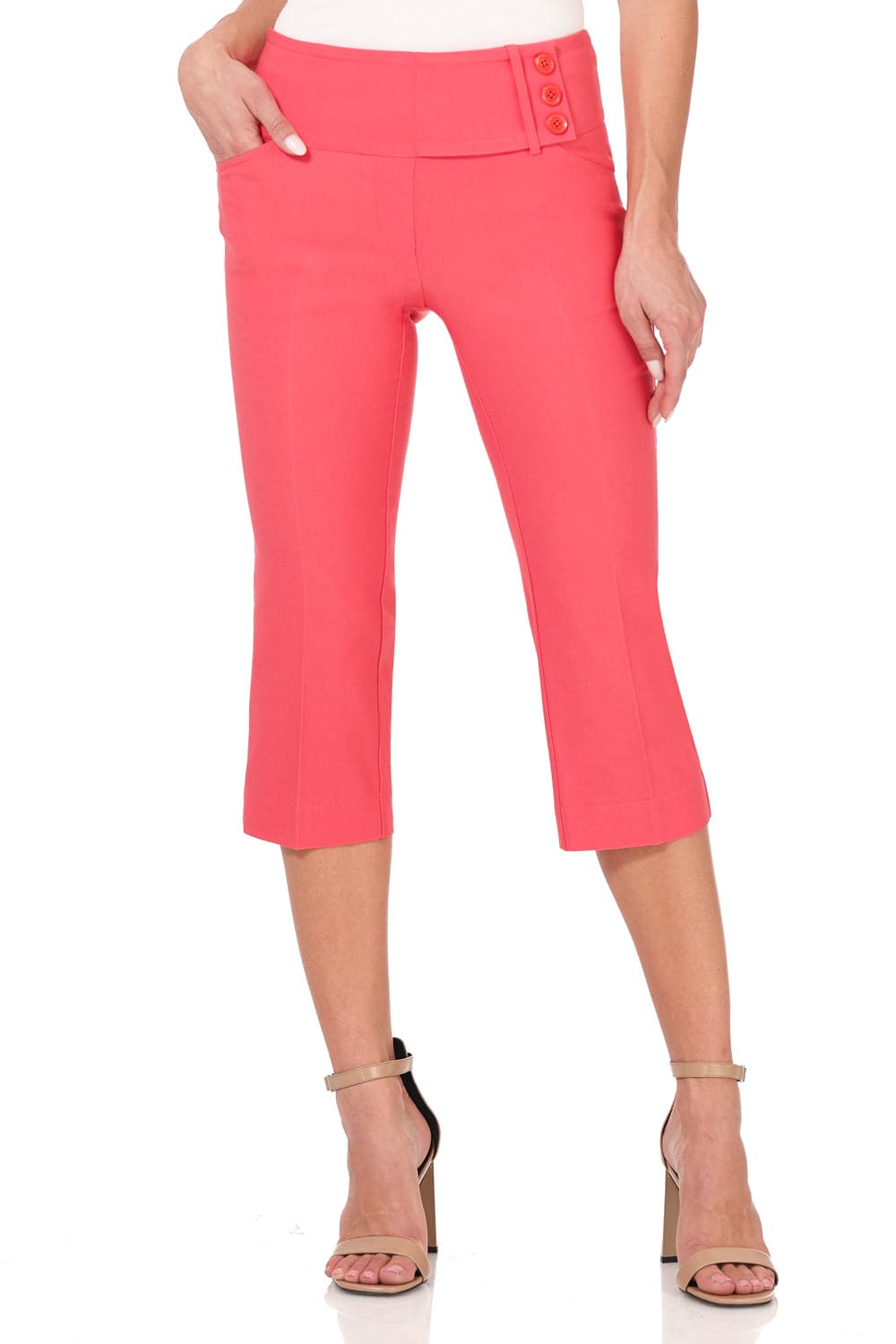 Slimming Capris with Wide Waist and Back Lacing